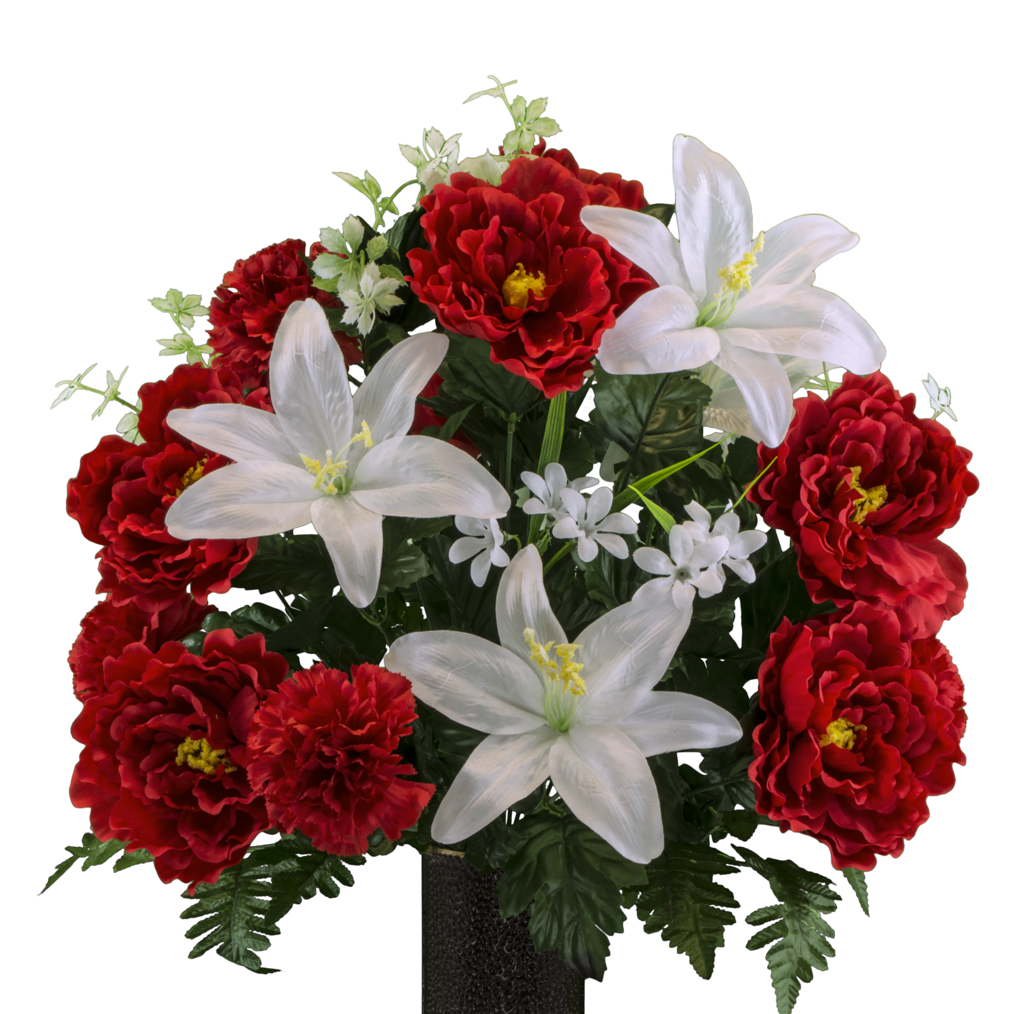 White Lily Red Peony Red Carnation - View 1